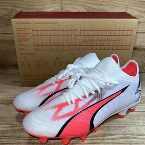 NEW SZ 8.5-9.5: Puma Men's Ultra Match FG AG Soccer Cleats: White Red 107347-01
